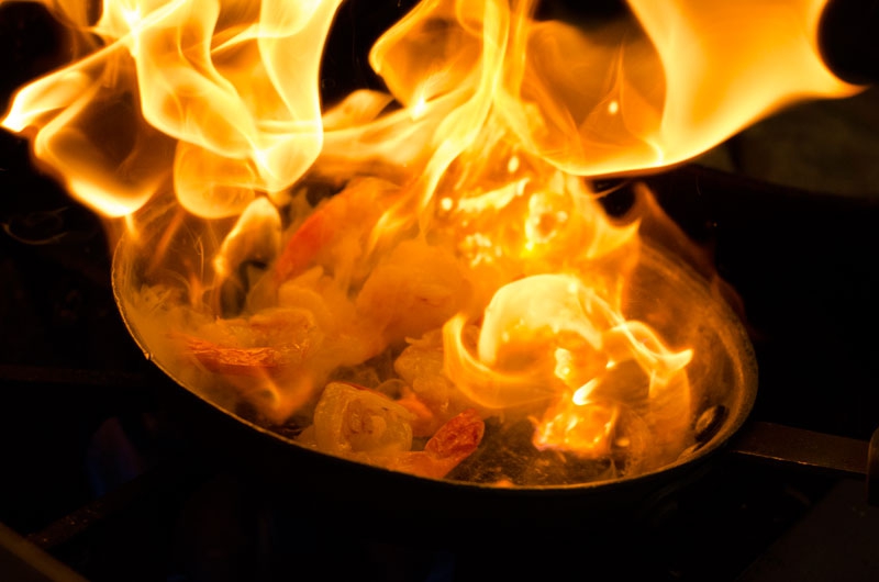 Fire Roasting - LA Gulf Shrimp at Dominique's on Magazine, Executive Chef Dominique Macquet